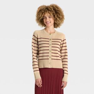 A New Day - Women's Lady Jacket Cardigan - A New Day Taupe/Bur Taupe/Burgundy
